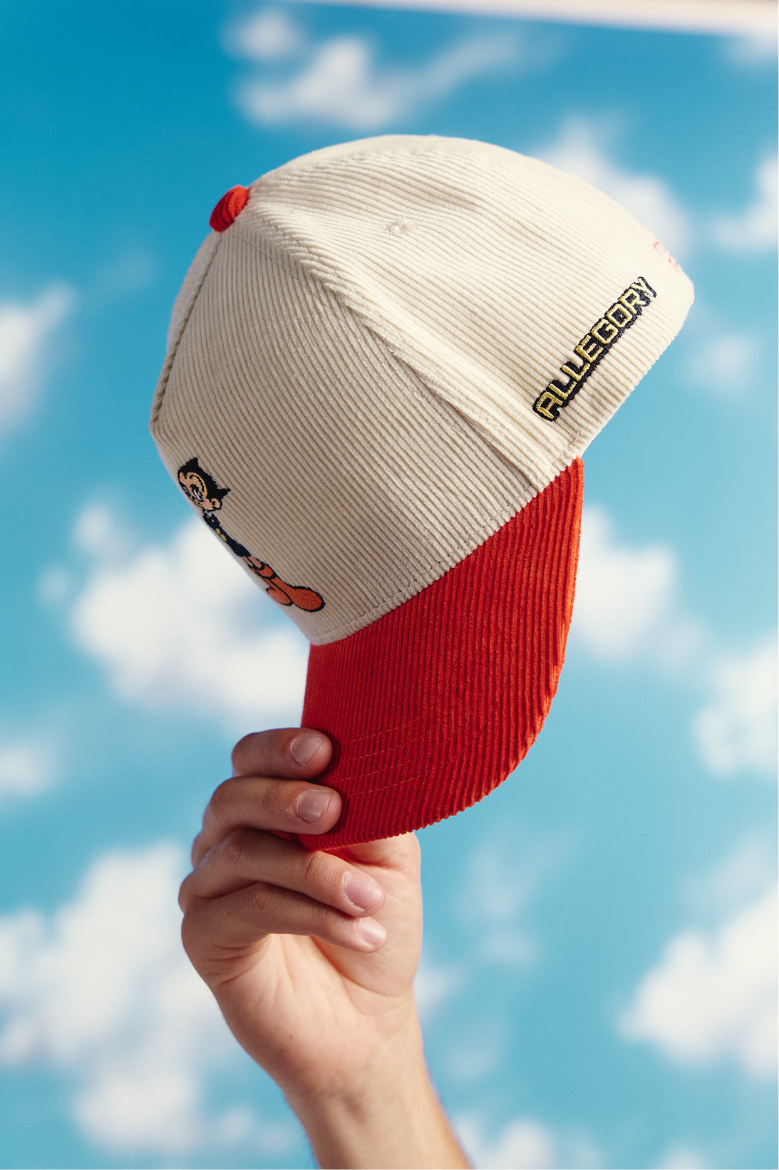 Retro Little Robot Corduroy Hat For Astro Boy™ / Cream / Terracotta Red-3