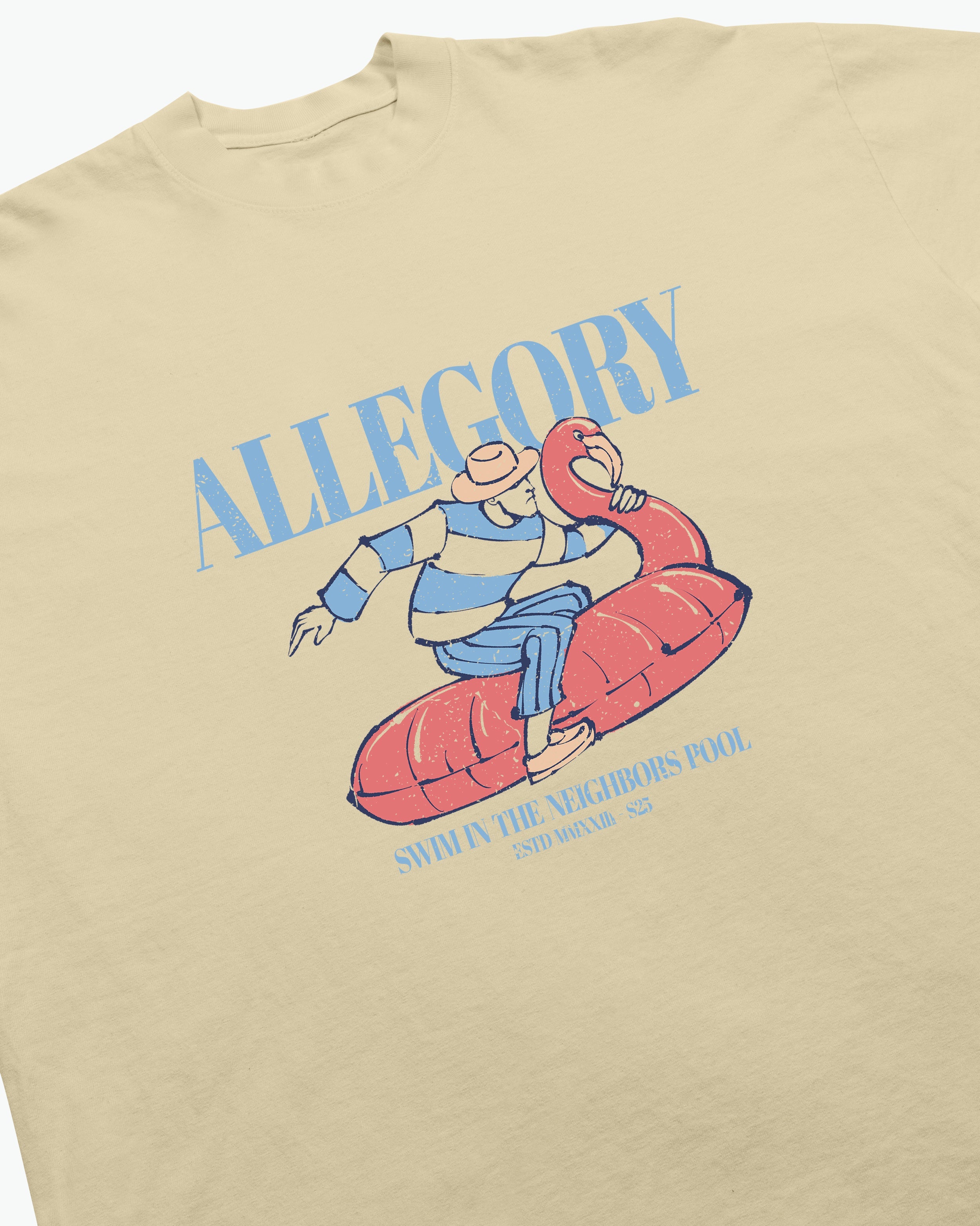 Flamingo Floatie Tee / Washed Gold-2