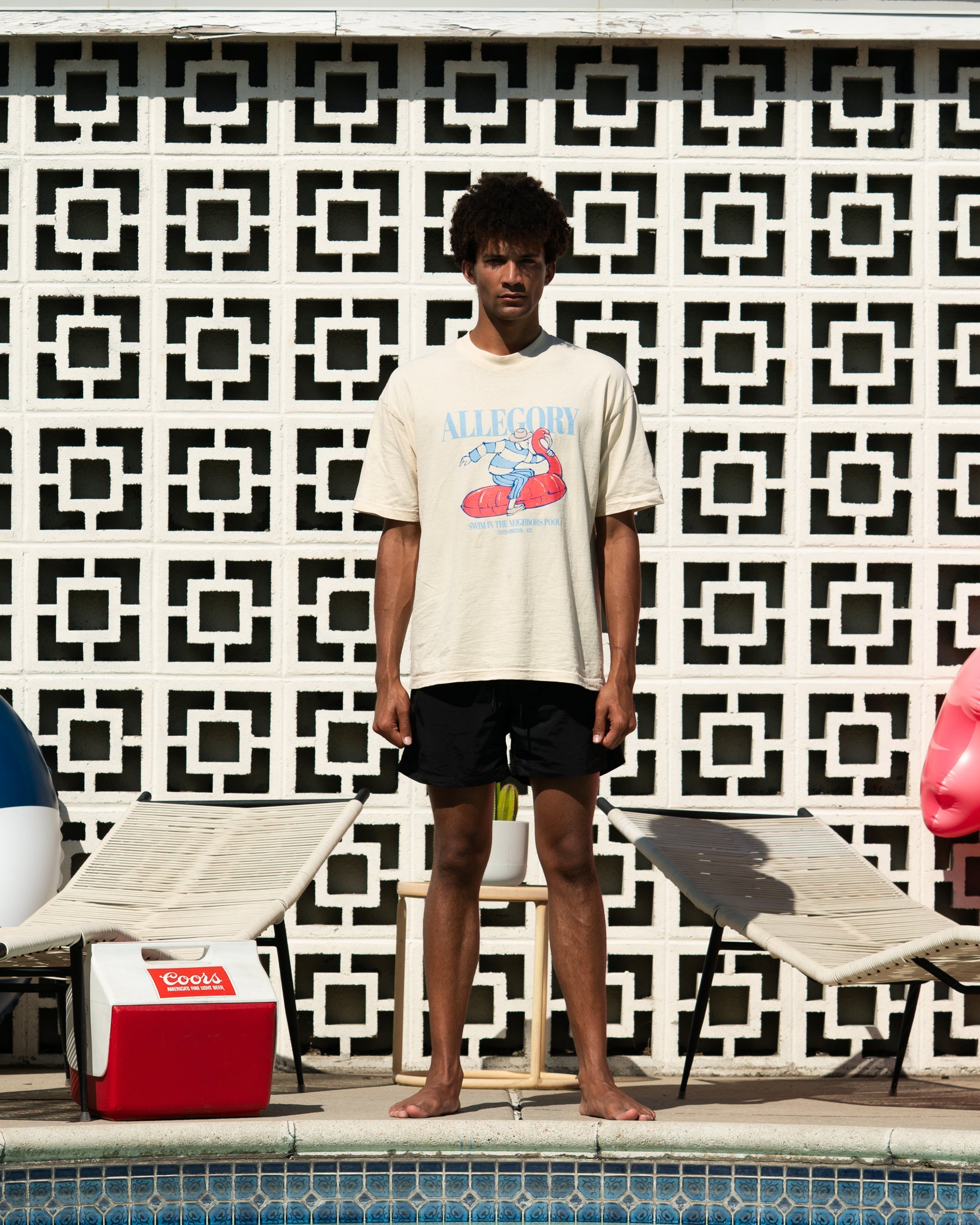 Flamingo Floatie Tee / Washed Gold-3