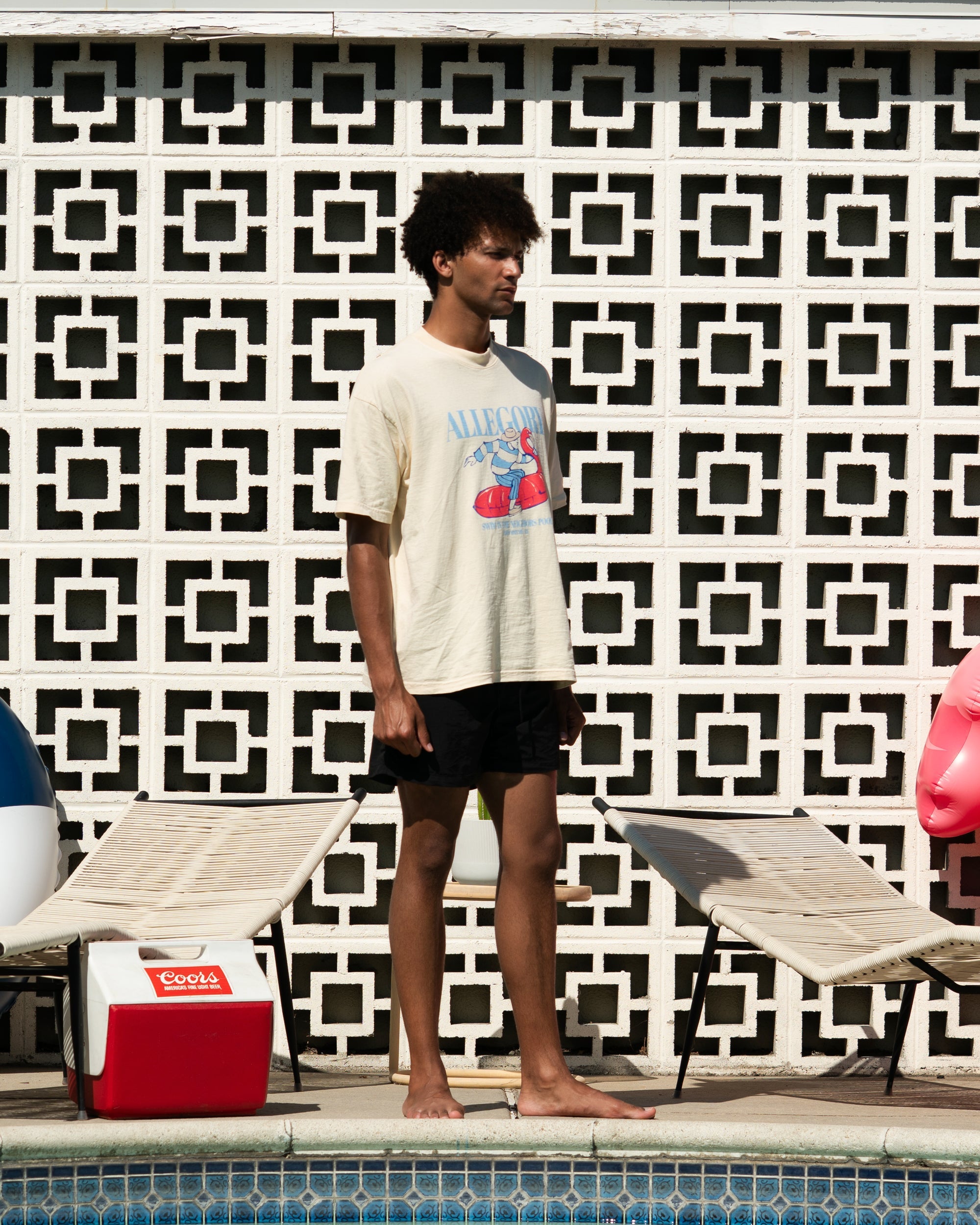 Flamingo Floatie Tee / Washed Gold-4