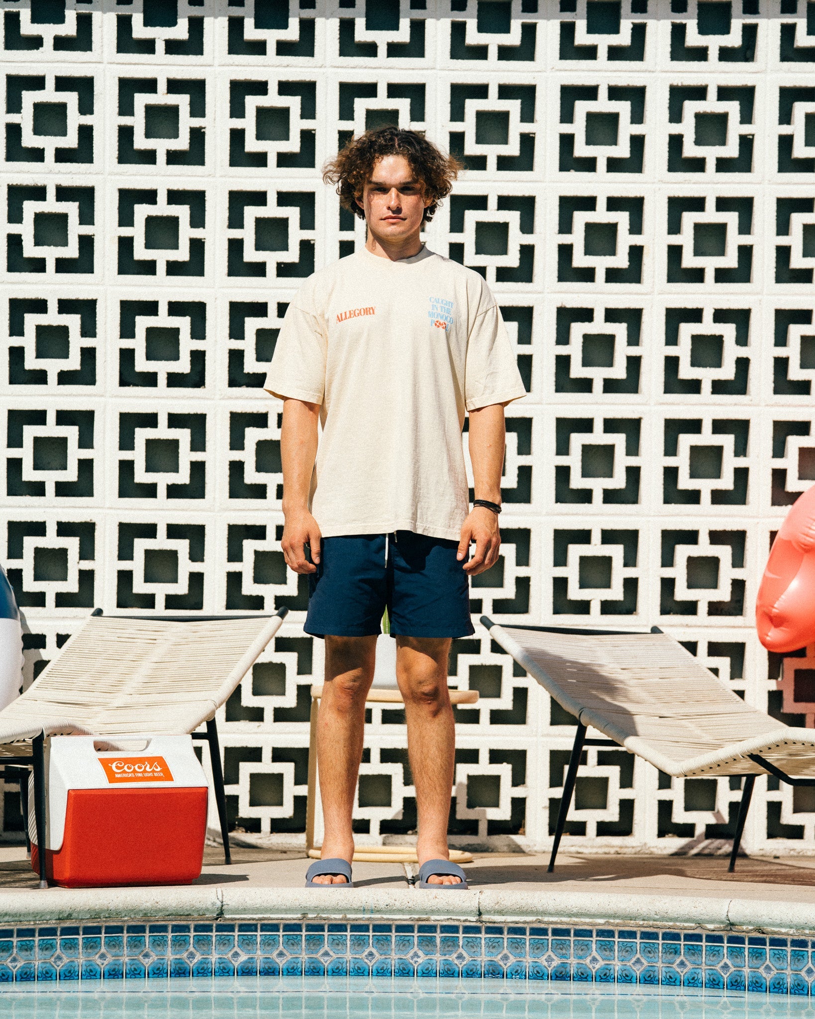 Swim In The Neighbors Pool Tee / Washed Gold-5