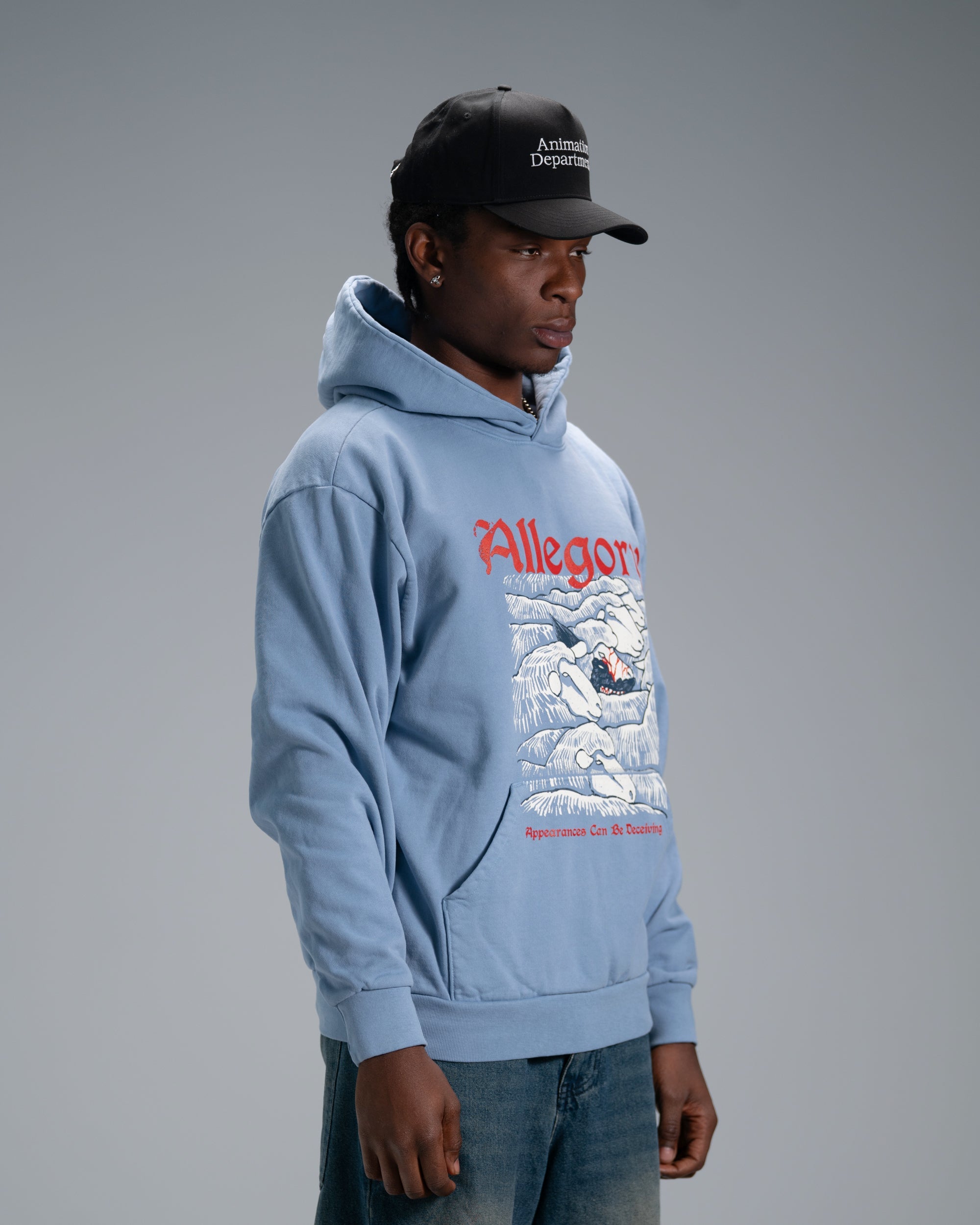 Wolf In Sheep Clothing Hoodie / Soft Denim Blue-4