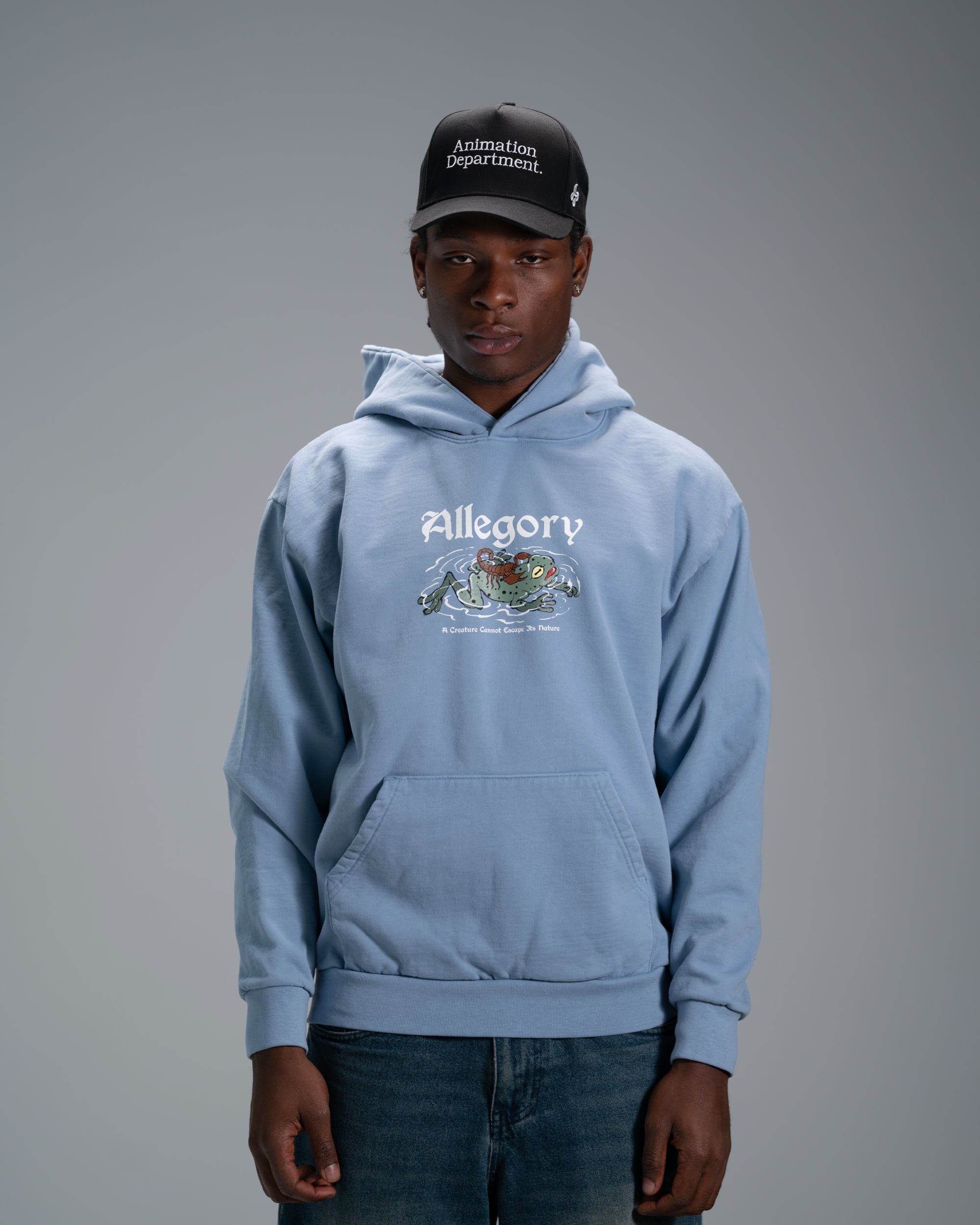 Scorpion and The Frog Hoodie / Soft Denim Blue-3