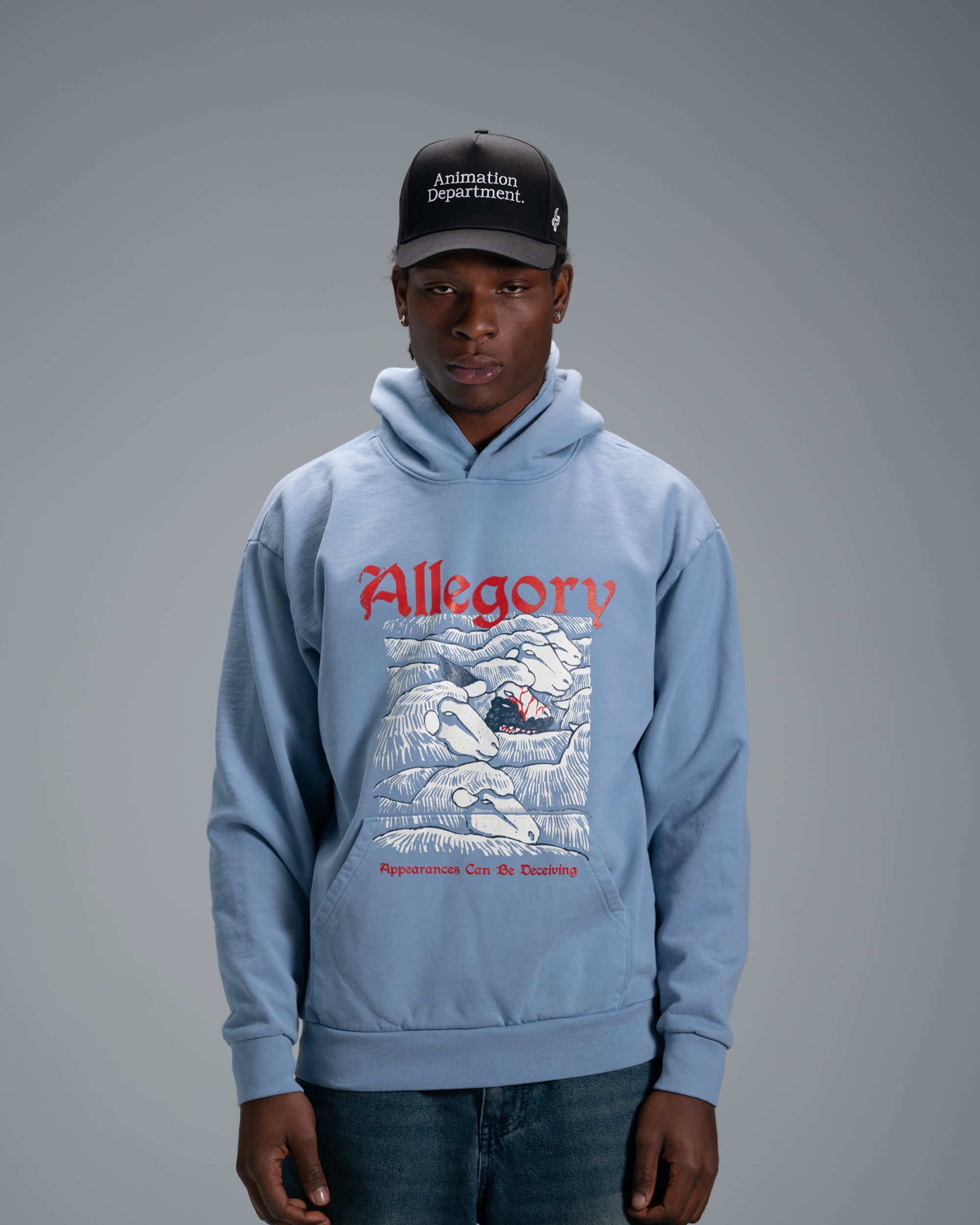 Wolf In Sheep Clothing Hoodie / Soft Denim Blue-3