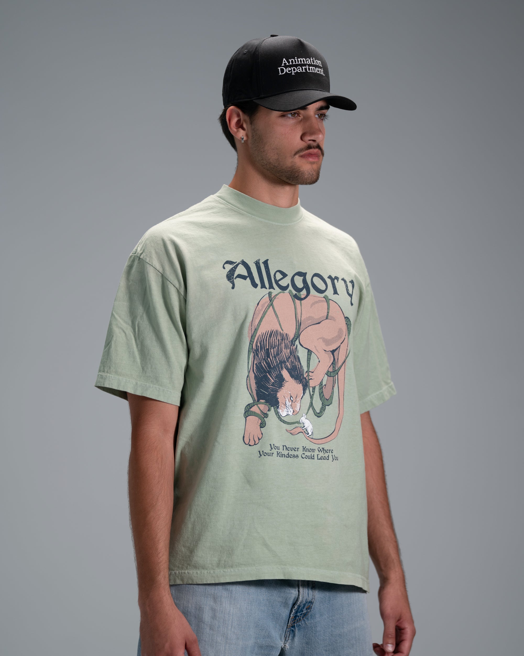 Lion and The Mouse Tee / Sage Green-4
