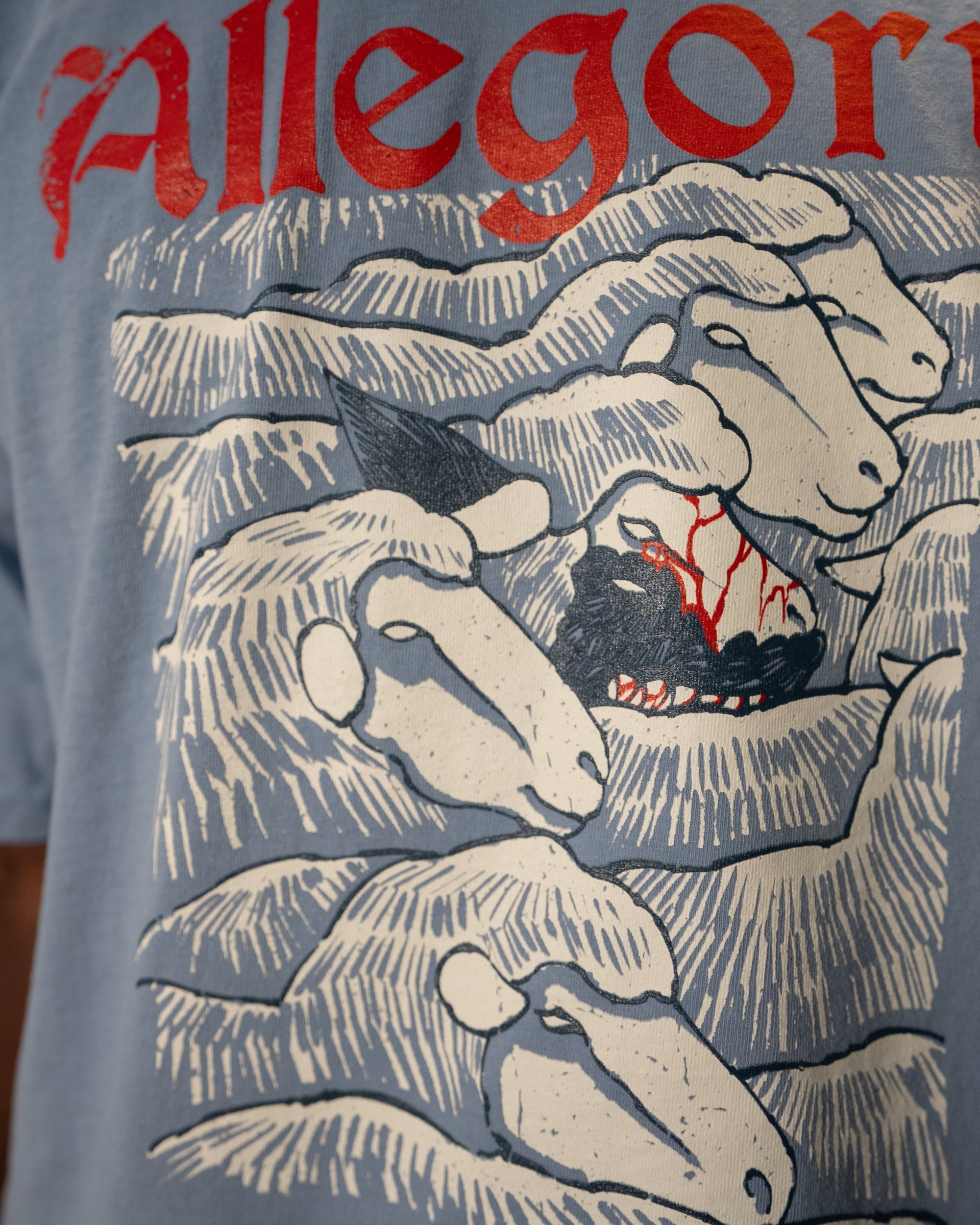Wolf In Sheep Clothing Tee / Soft Denim Blue-5