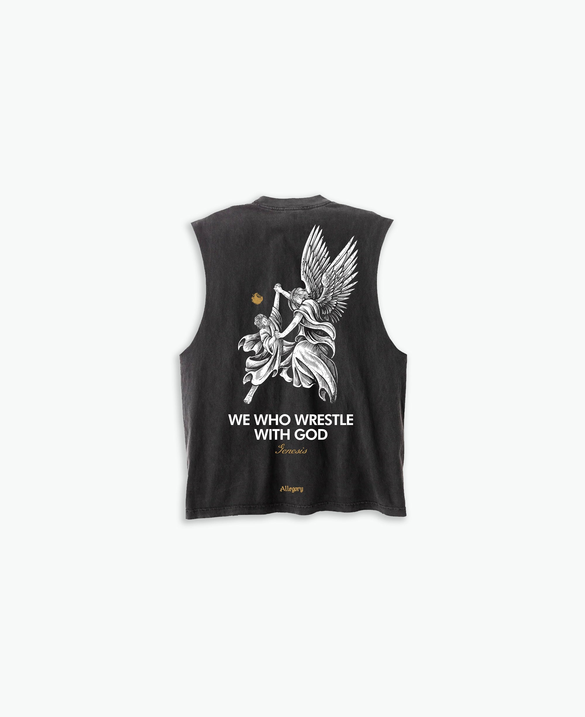 Wrestle With God Cut-Off Tank / Vintage Black-1