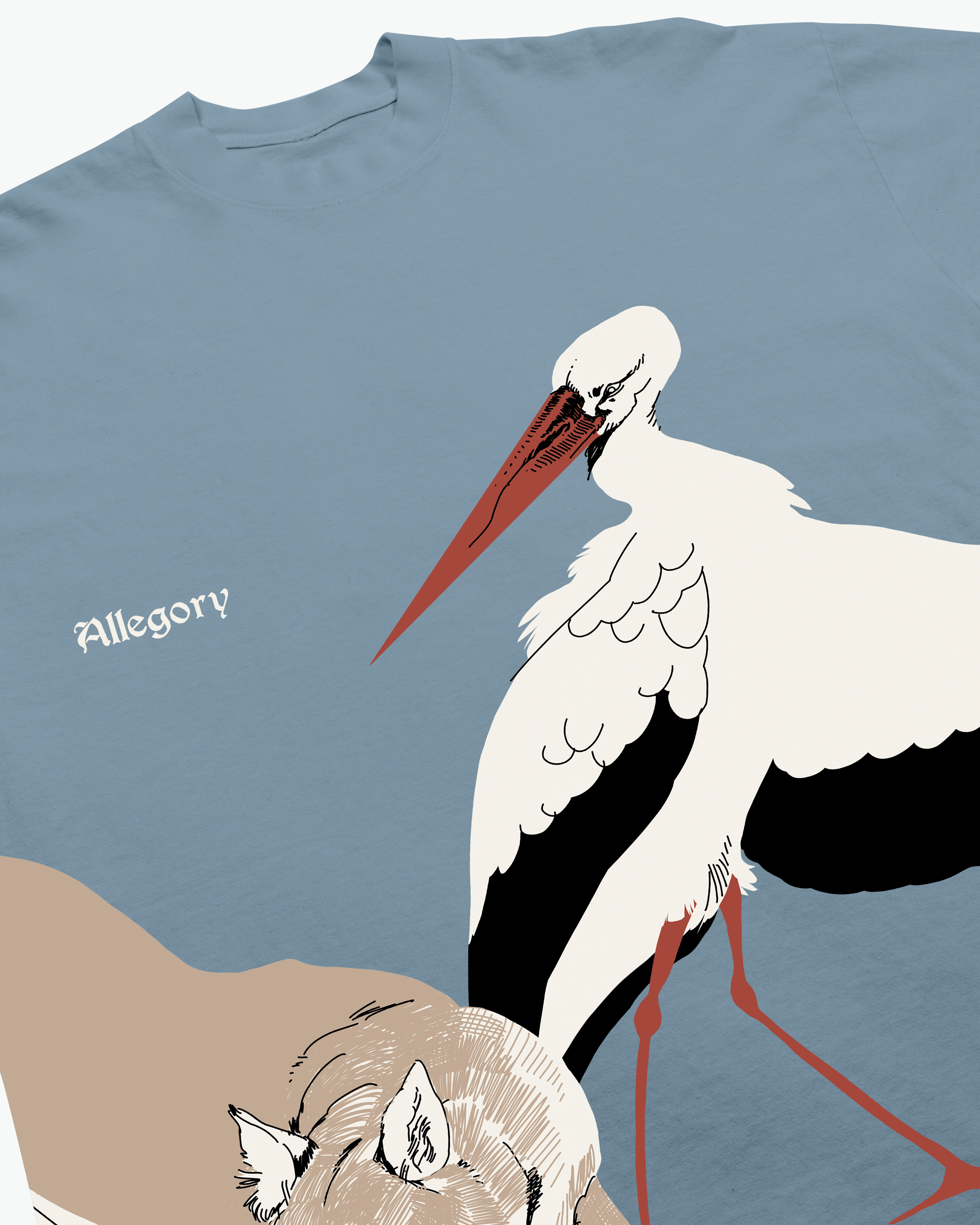 Fox And Stork Tee / Soft Denim Blue-3