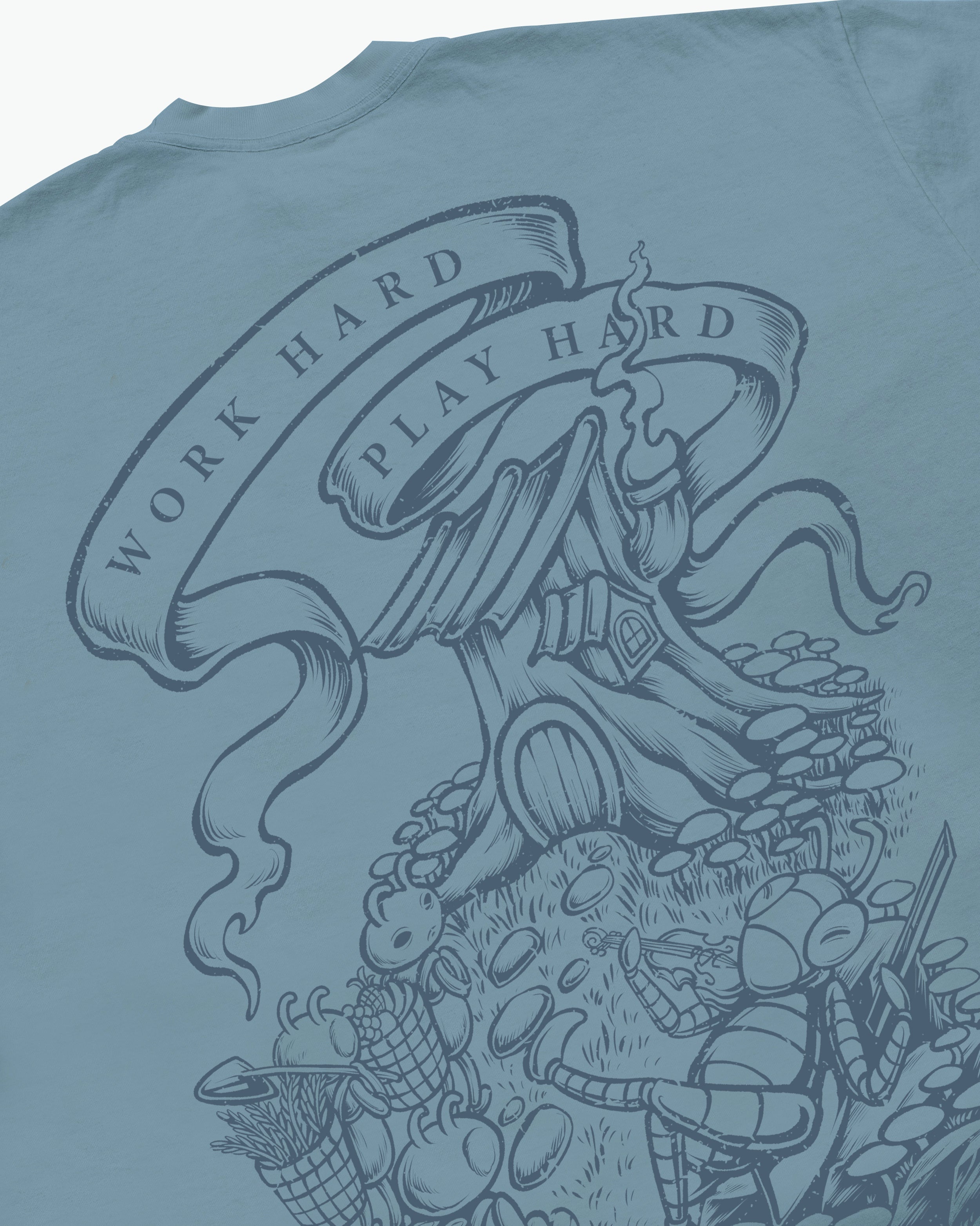 Ant and The Grasshopper Tee / Soft Denim Blue-3