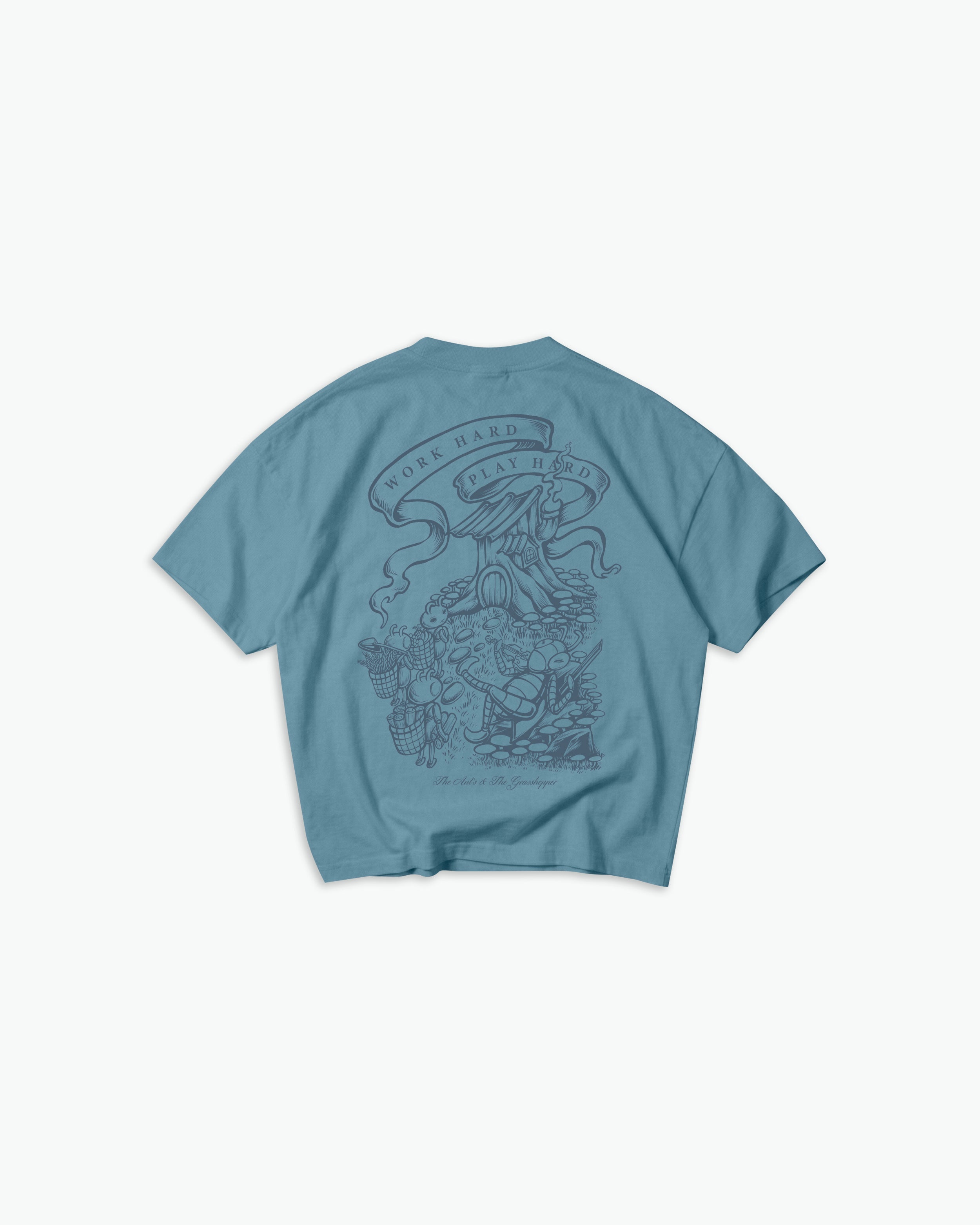 Ant and The Grasshopper Tee / Soft Denim Blue-1